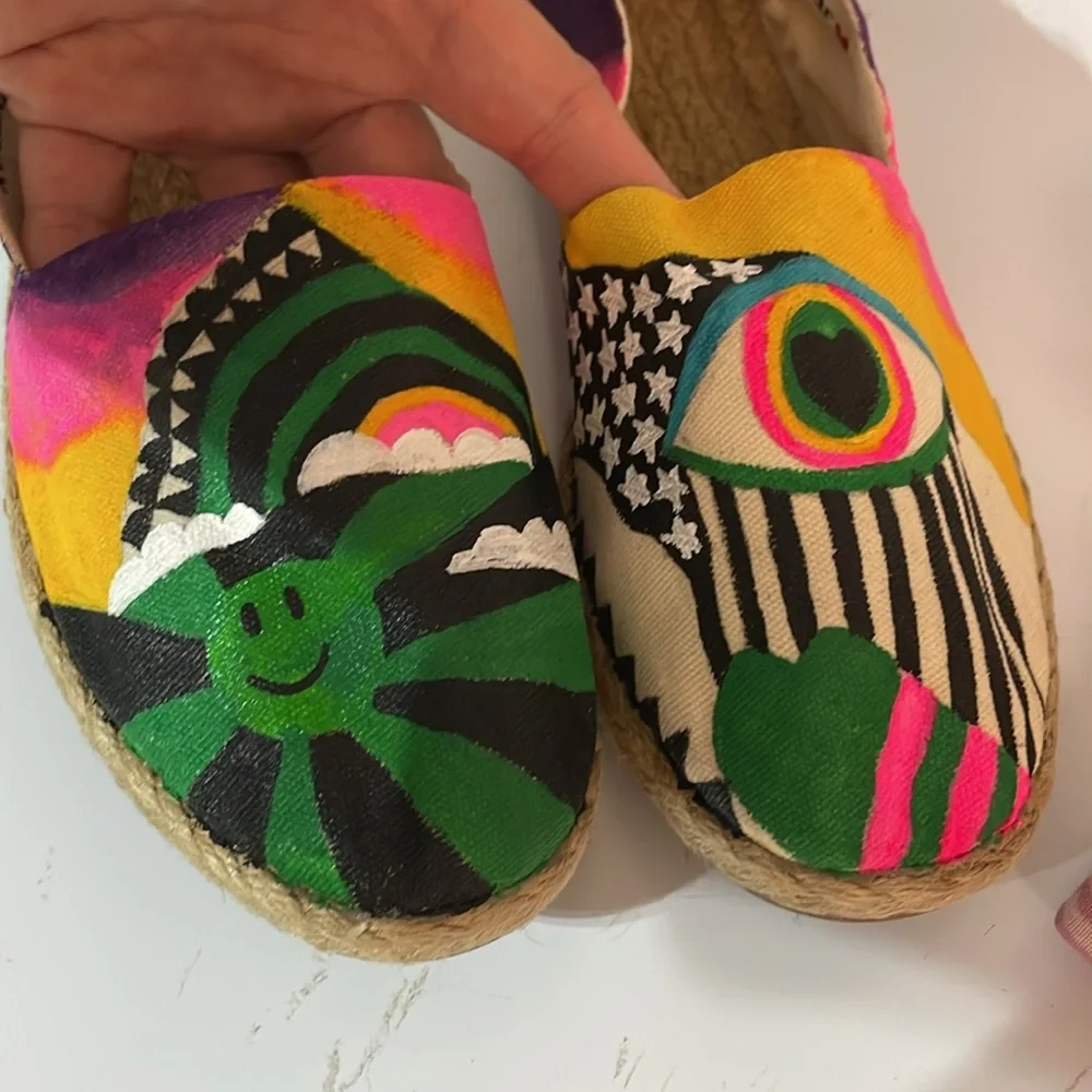 Colorful hand painted espadrille